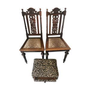Paire ce chaises léopard - tiroir