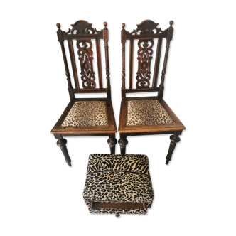 Pair Armchair Henri II with its drawer footrest