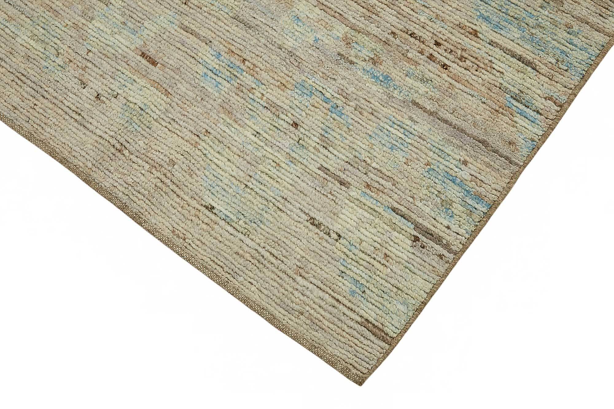 Hand-Knotted Turkish Contemporary 203 cm x 296 cm Beige Wool Carpet