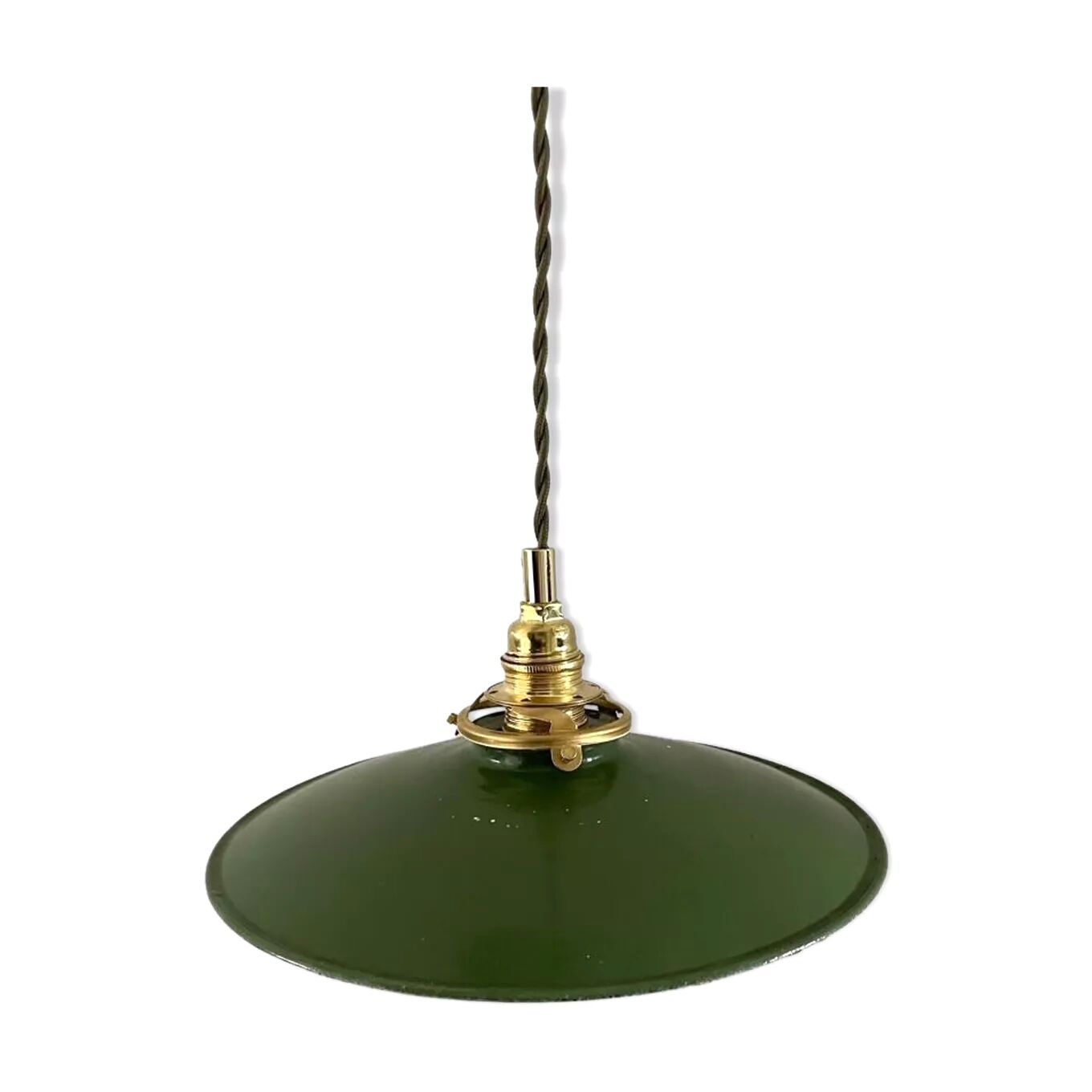 Vintage suspension in electrified green enamelled sheet metal with new