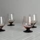 6 vintage translucent pink glasses with black stems