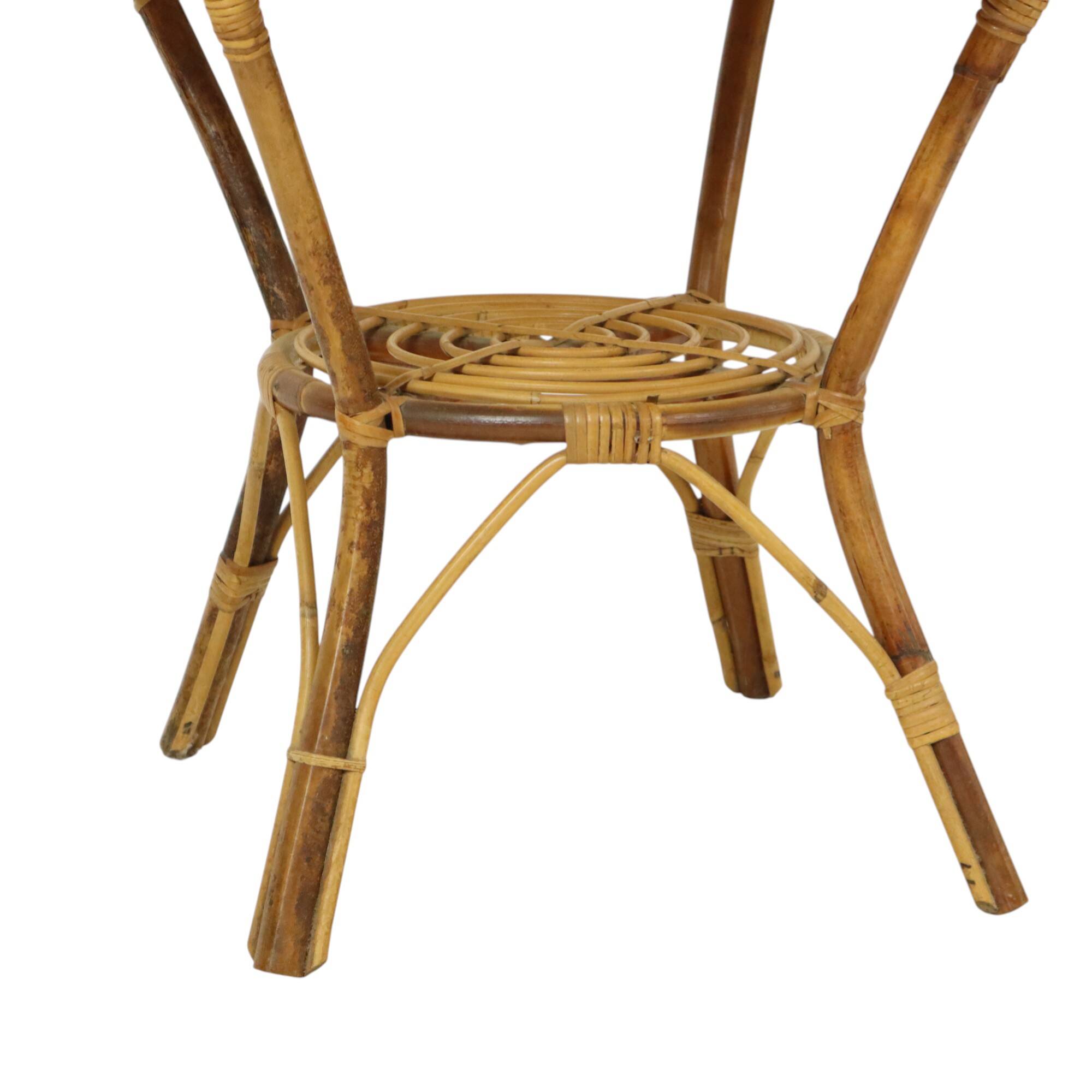 Vintage Set Rattan Chairs Armchairs Table Boho Design Sixties