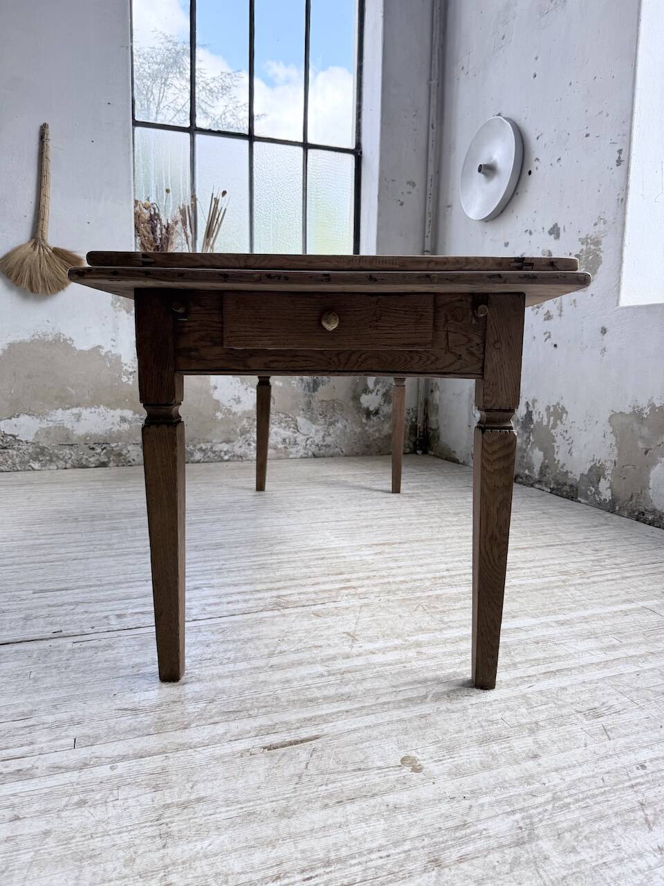 Solid oak farmhouse table with extensions (190-280cm) 1950