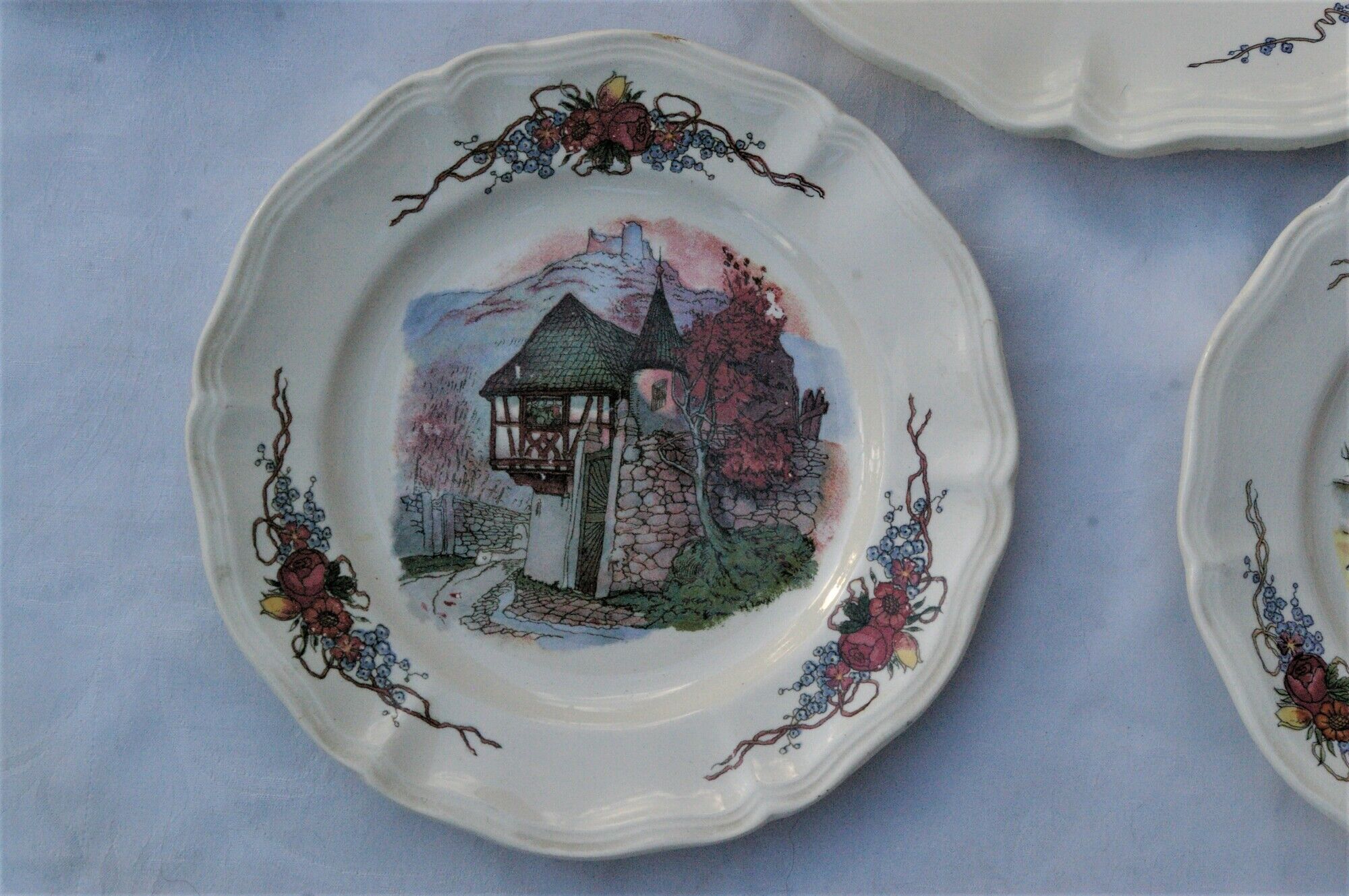 Cake service Sarreguemines Obernai: Dish + 6 dessert plates