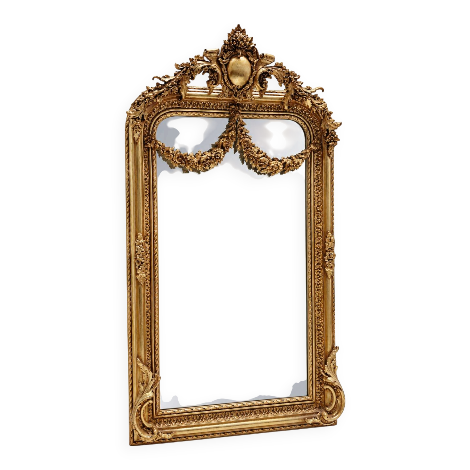 Miroir baroque doré avec guirlande de fleurs