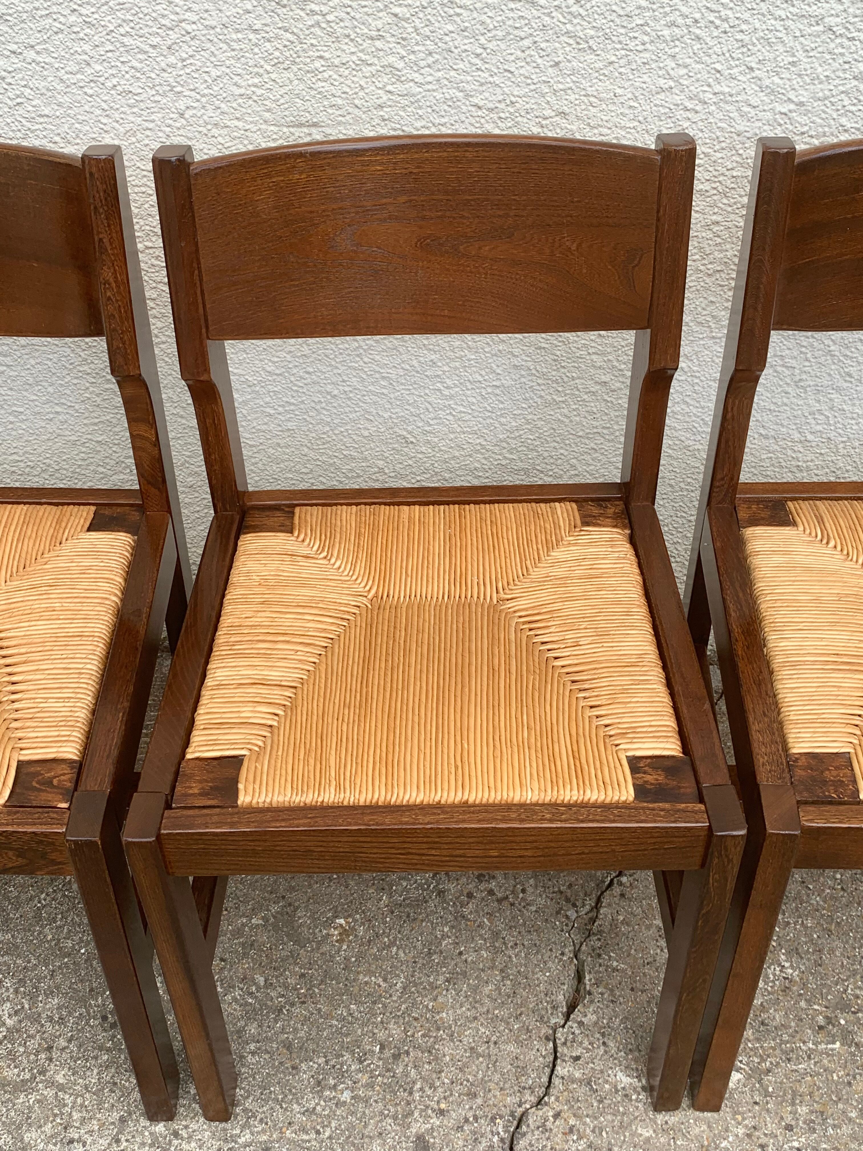 Mulched chairs in vintage solid elm 1960