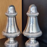 Silver metal salt and pepper shakers