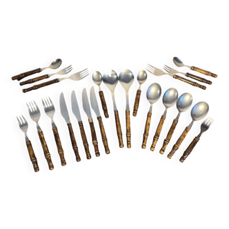 Set of wooden handle cutlery from the 80s Rosfrei