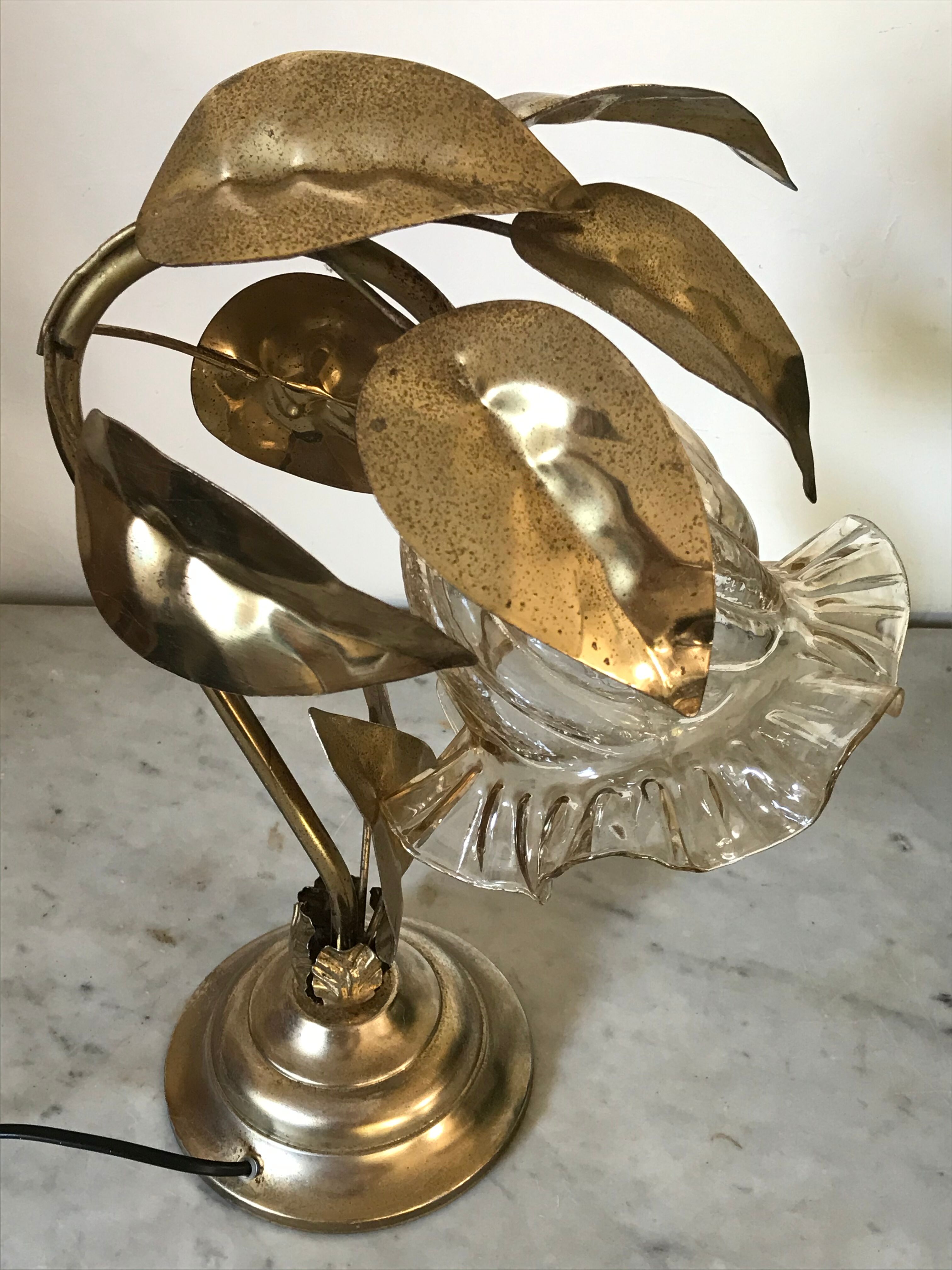 Lamp golden leaves 70s