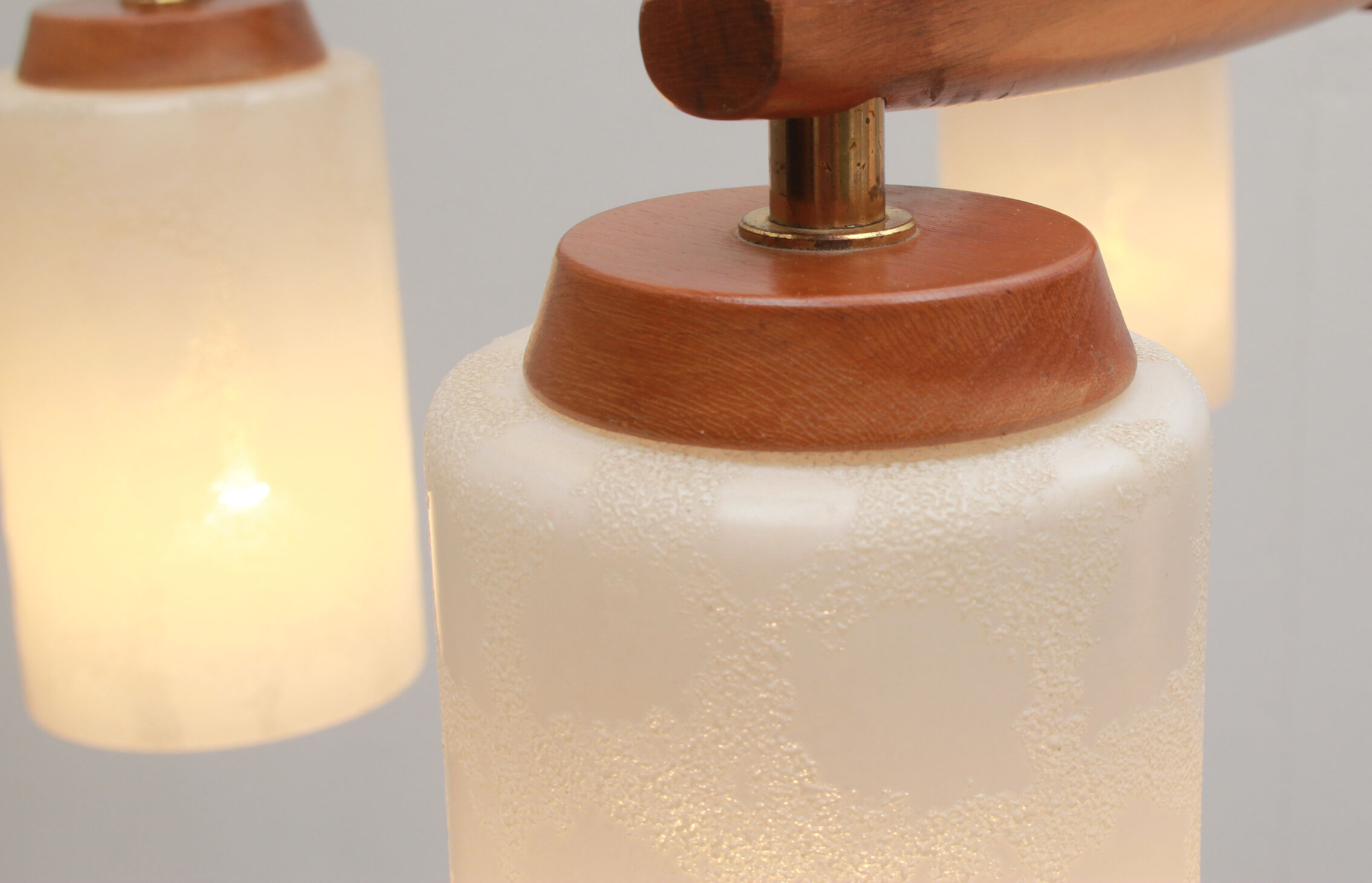 1960s ceiling light walnut opaline glass