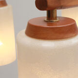 1960s ceiling light walnut opaline glass