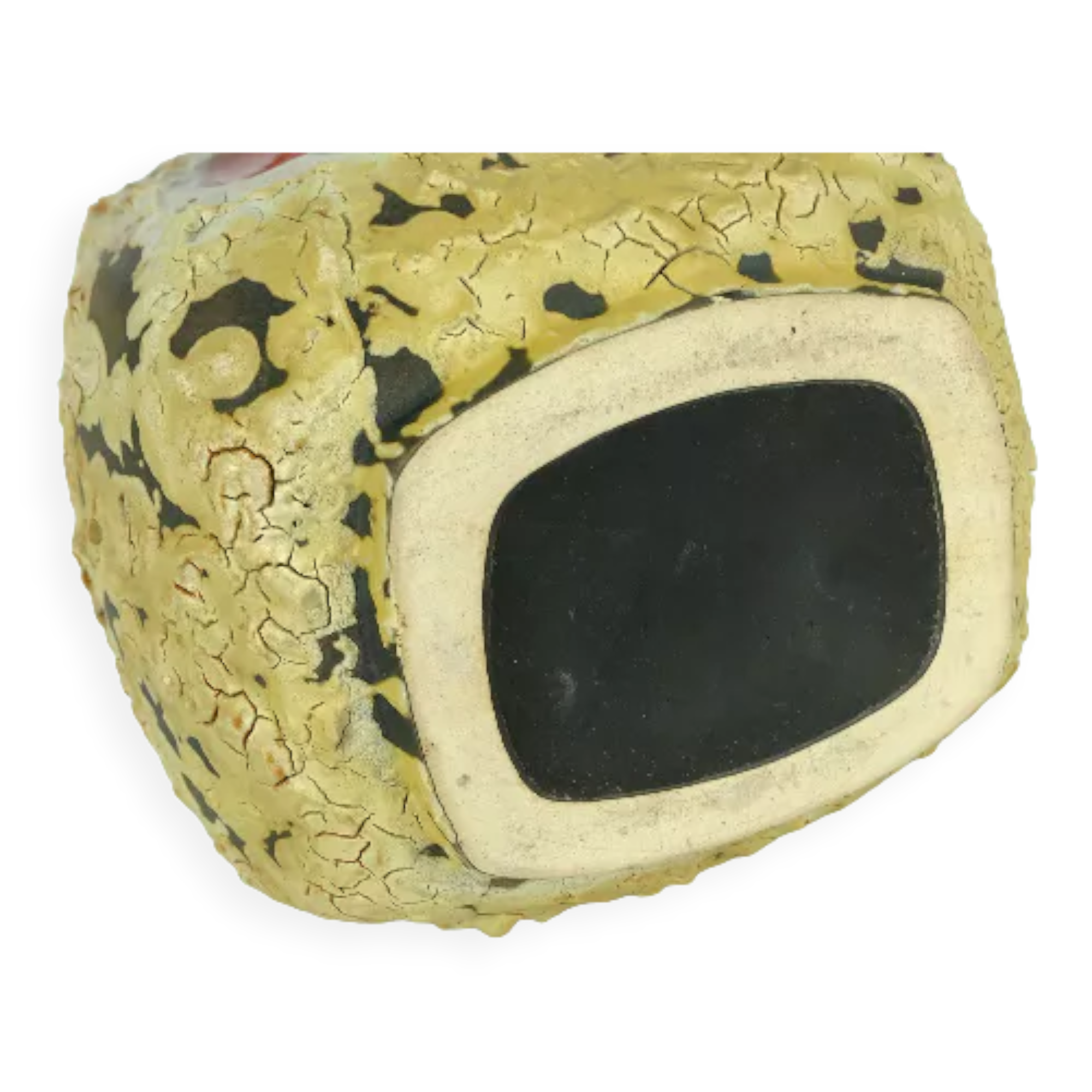 Mid century fat lava vase es-keramik wgp brown beige glaze red leaf pattern