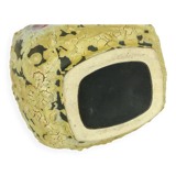 Mid century fat lava vase es-keramik wgp brown beige glaze red leaf pattern