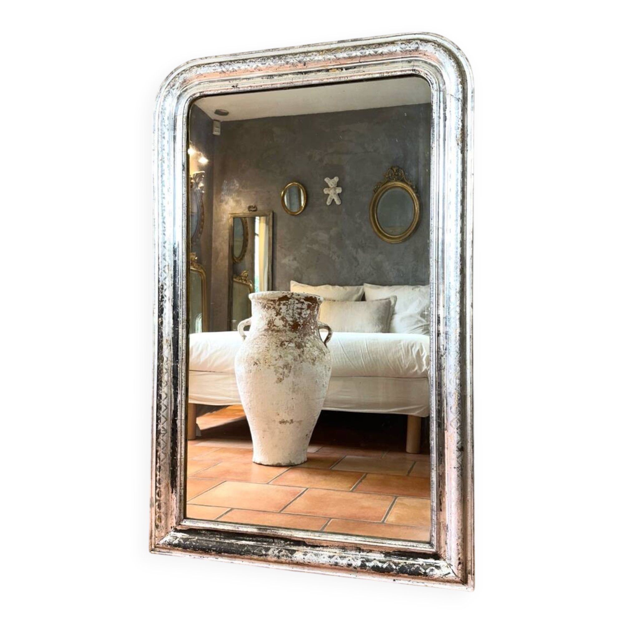 Miroir Louis-Philippe ancien argenté XIXème
