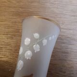 White glass vase enamelled thrush decoration