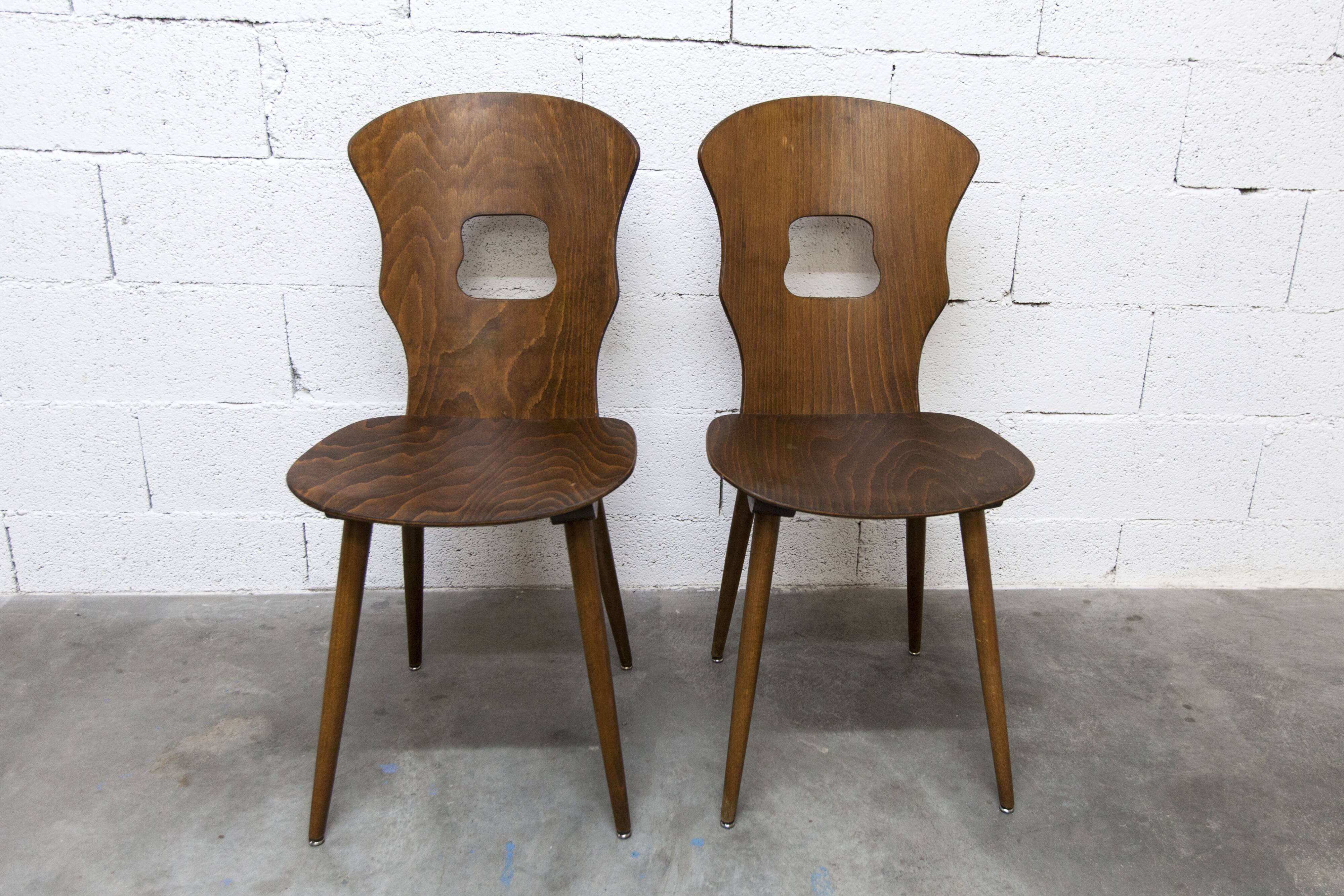 Paire de chaises Baumann modèle Gentiane 1960