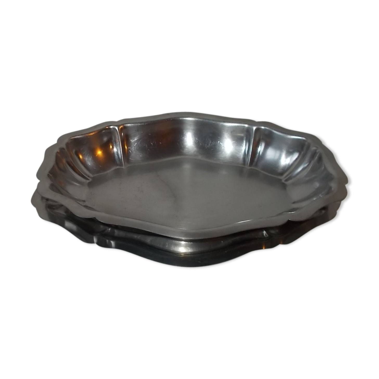 Set of 2 oval stainless steel dishes