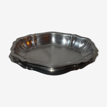 Set of 2 oval stainless steel dishes