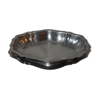 Set of 2 oval stainless steel dishes