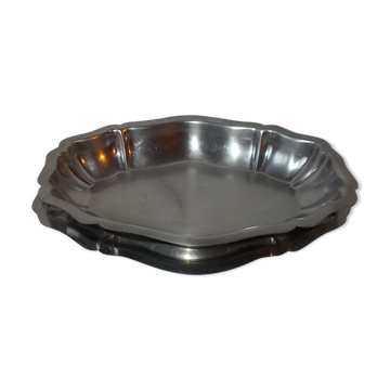 Set of 2 oval stainless steel dishes