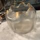 Frosted blown glass round vase with wavy neck, circa 1890-1910.