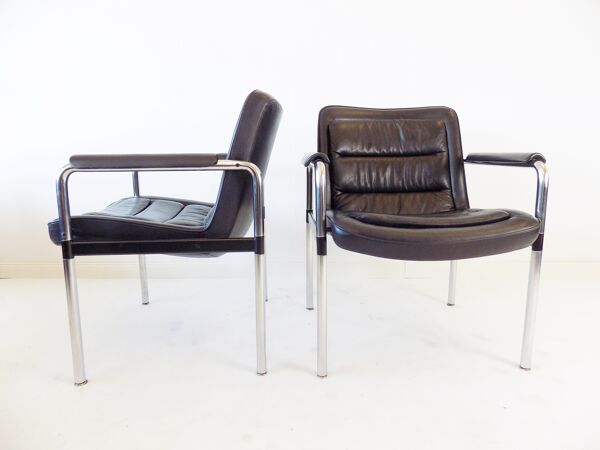 2 fauteuils En cuir Série 8400 Par Jorgen Kastholm, Kusch + Co