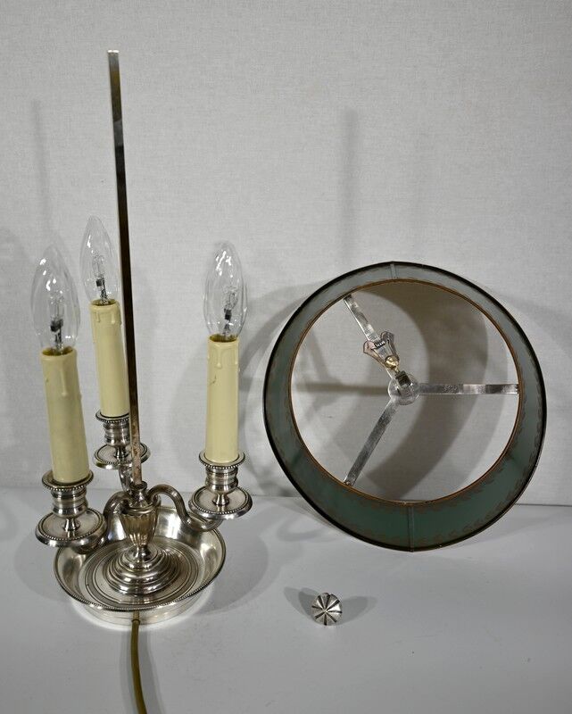 White metal bouillotte lamp, empire style – early twentieth century