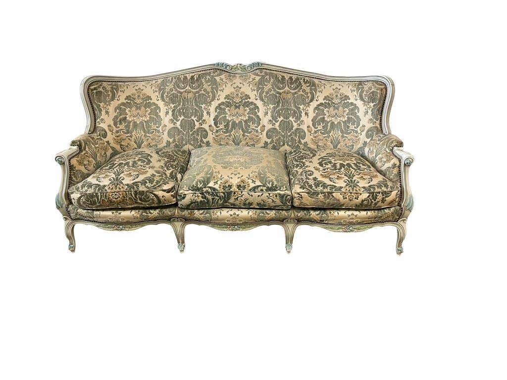 Vintage grey beige baroque armchair/sofa/lounge.