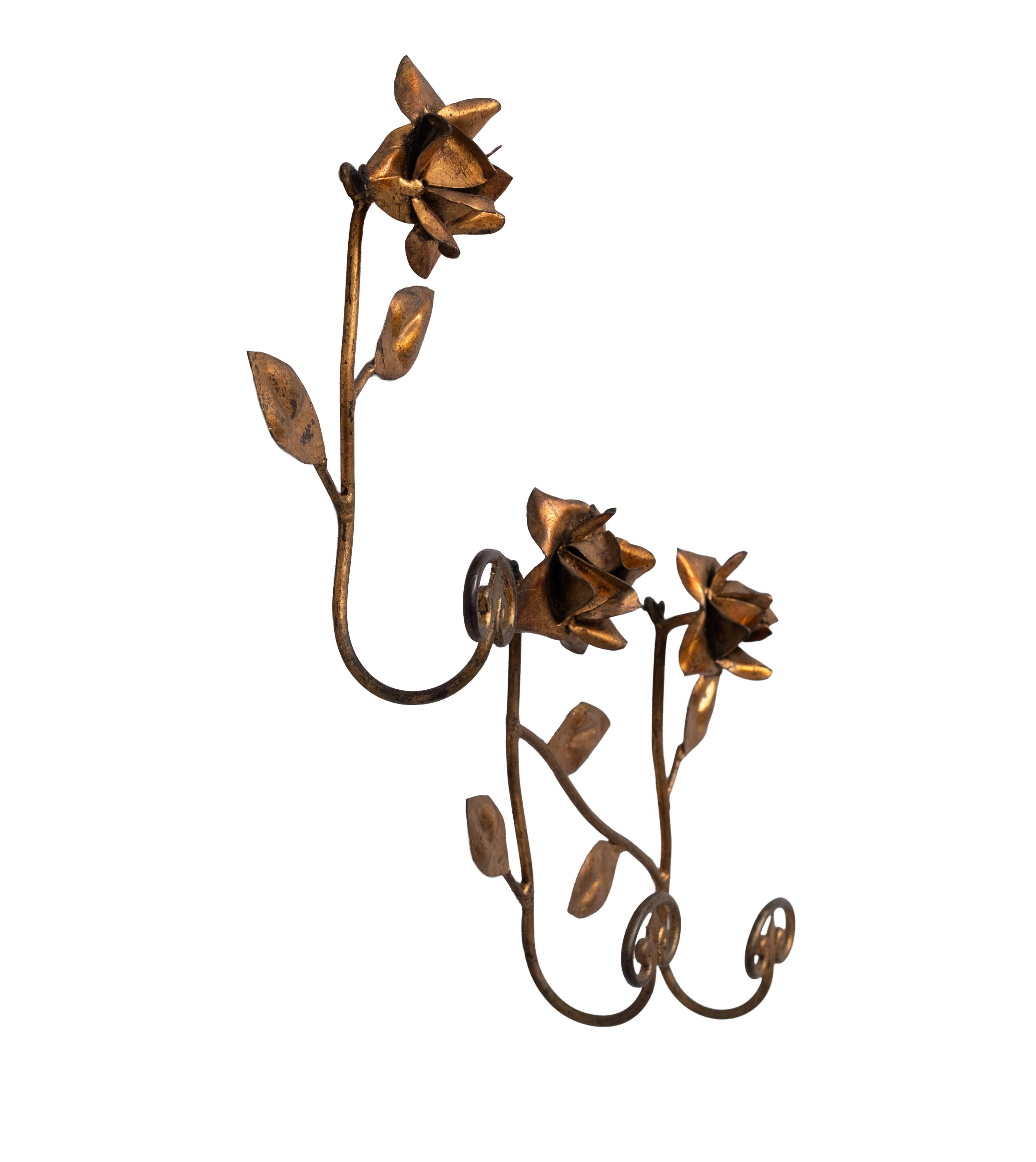 set Gilded Metal wall coat racks 1950s France