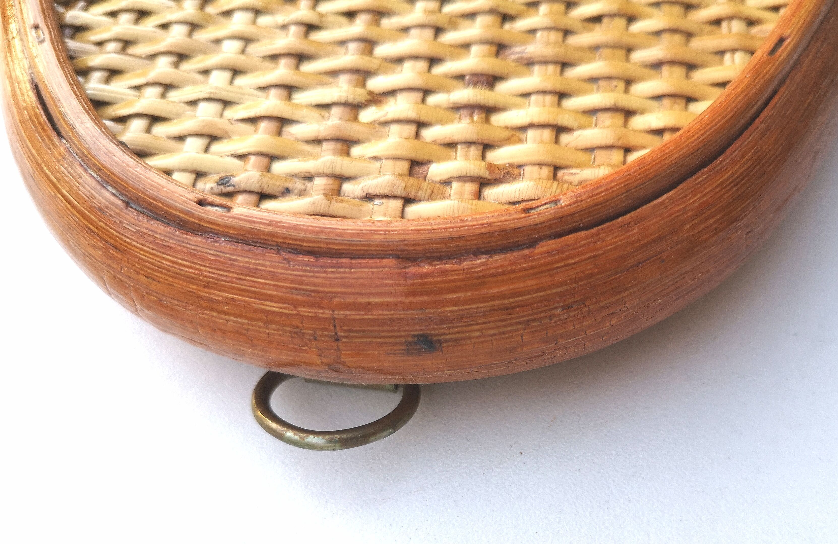 Miroir vintage en rotin, 32,5x24 cm
