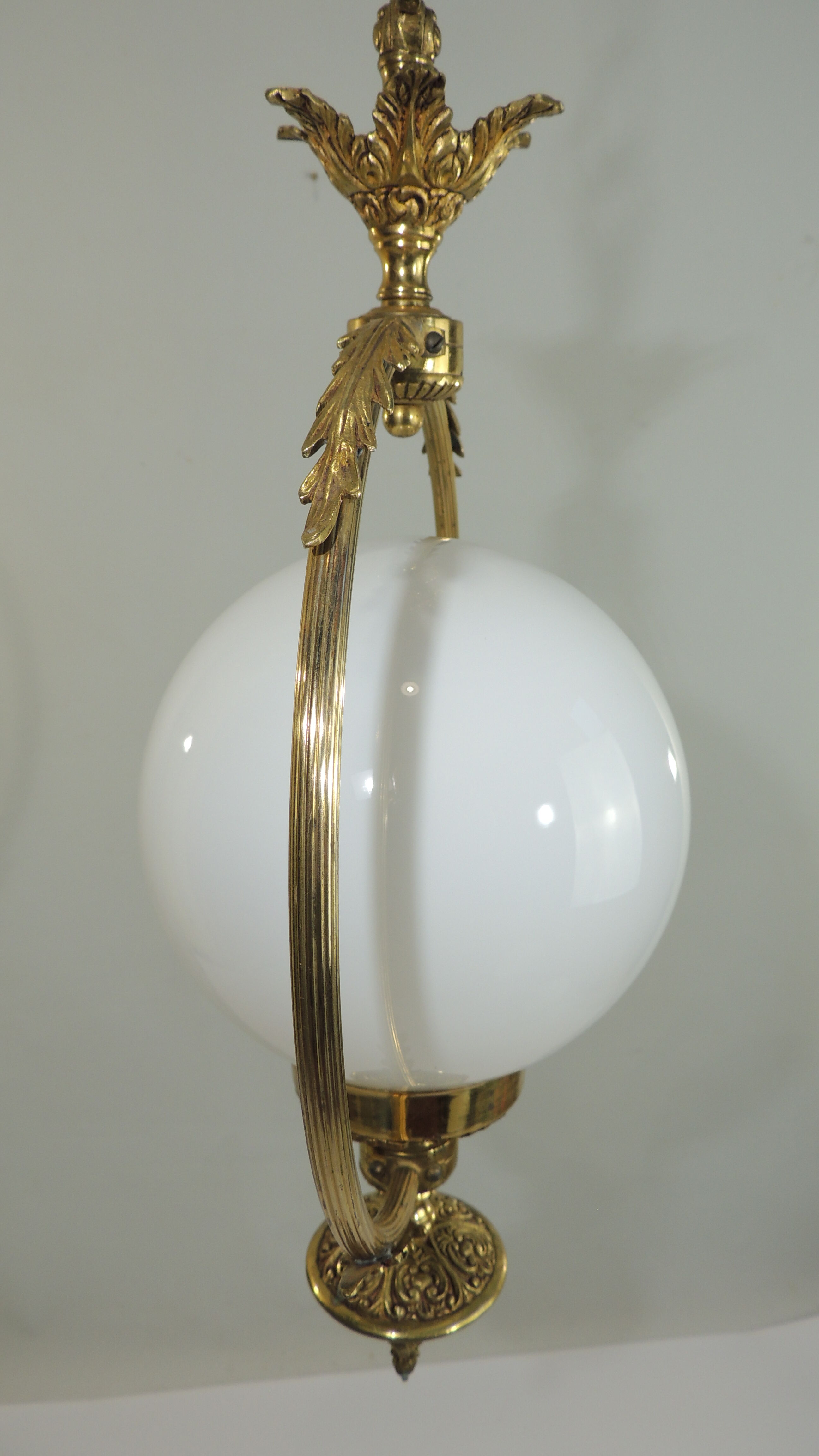 Suspension bronze brass and opaline / vintage