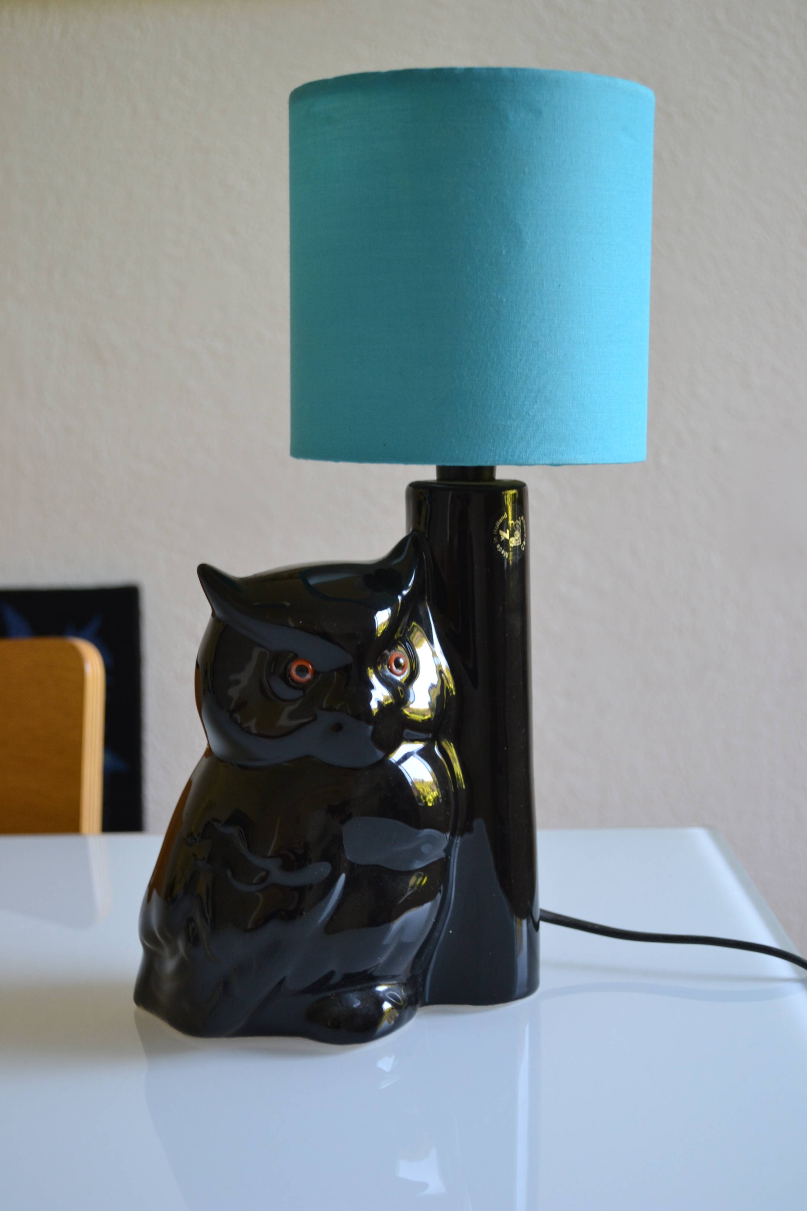 Vintage owl lamp 1980 ceramic holland