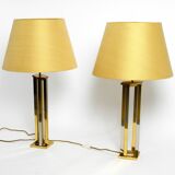 Paire de lampes de table en laiton XXL très rares des années 1970 de Vereinigte Werkstätten