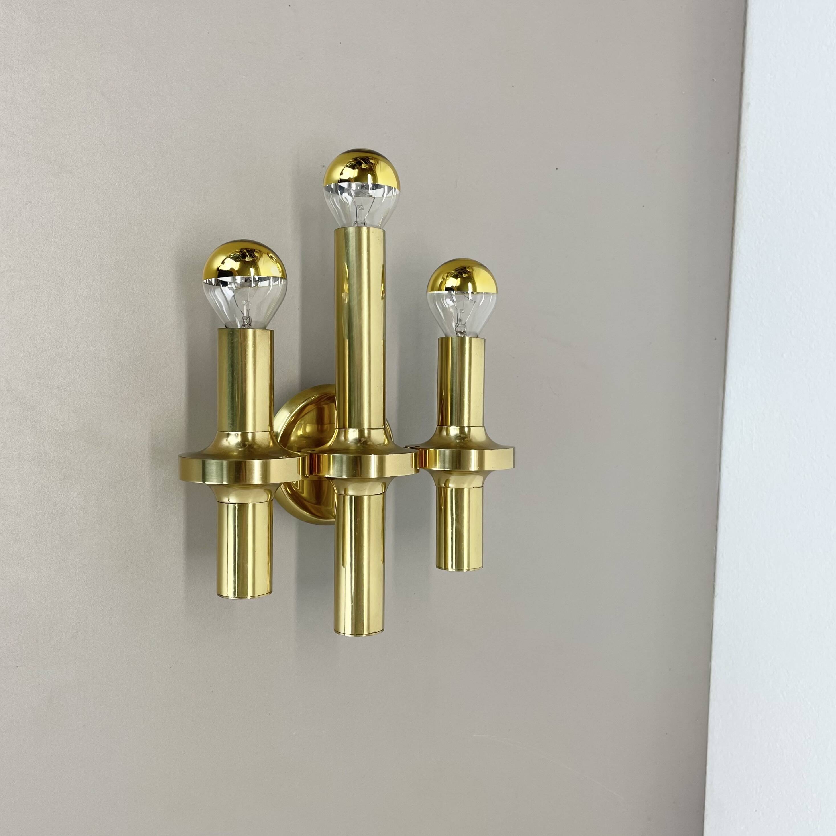 rare Brass tube "TORCH" Wall Light sconce by GAETANO SCIOLARI, Italy 1970s
