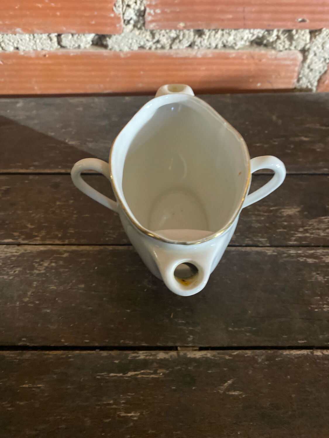 Double Sauce Boat Antique Gras & Maigre White Porcelain #D906