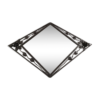 Bevelled wrought iron mirror