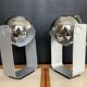 Pair of Eyeball lamps in chrome metal and aluminium