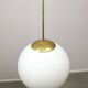 Large mid-century italian opaline & brass sphere pendant lamp