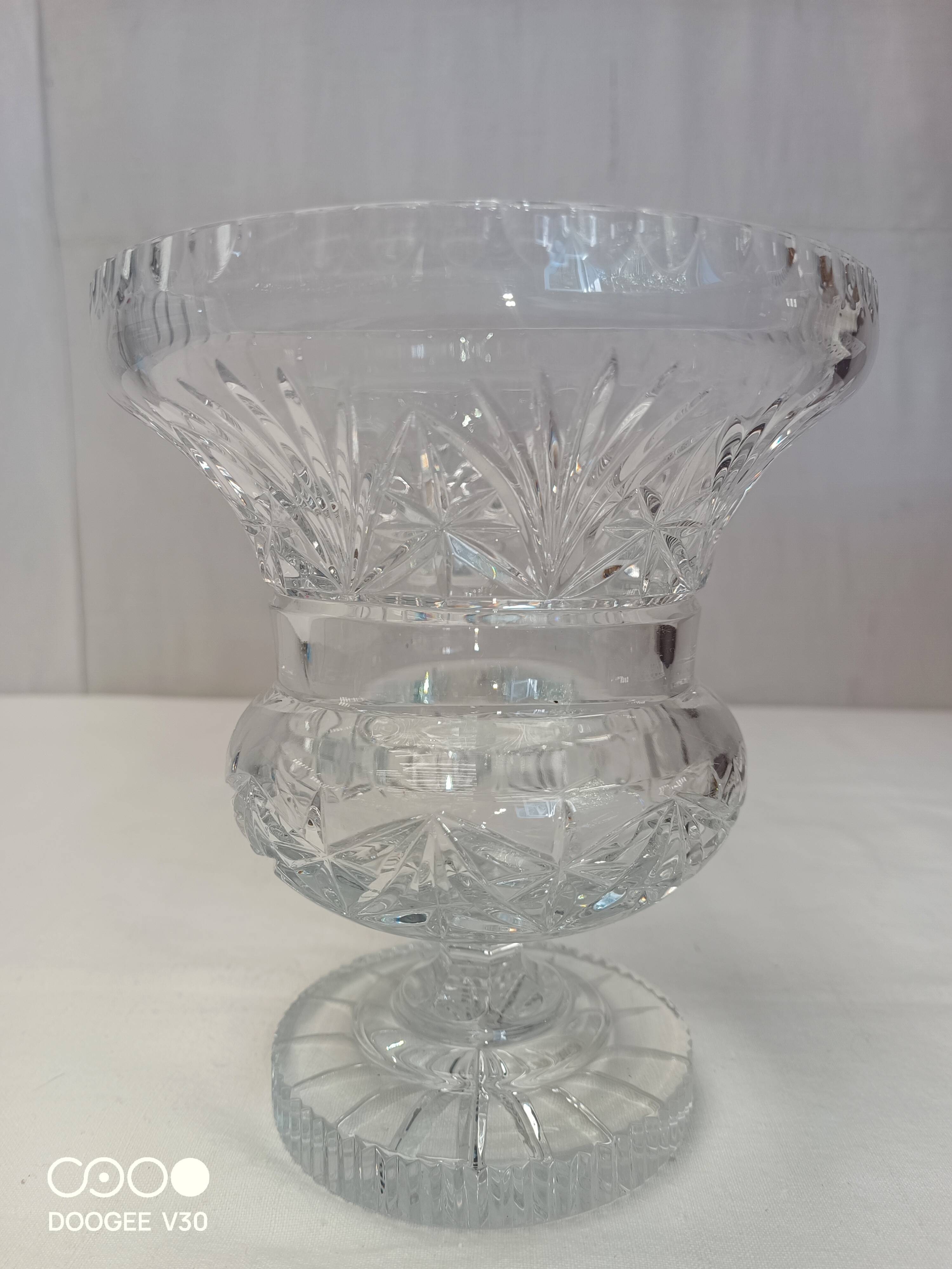 Large antique crystal cut vase