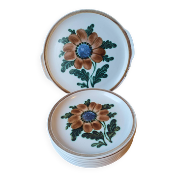Set of 6 dessert plates and a large Gien platter, Bangui pattern