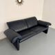 3-seater navy blue leather sofa, design by De Sede DS10, vintage 90s.
