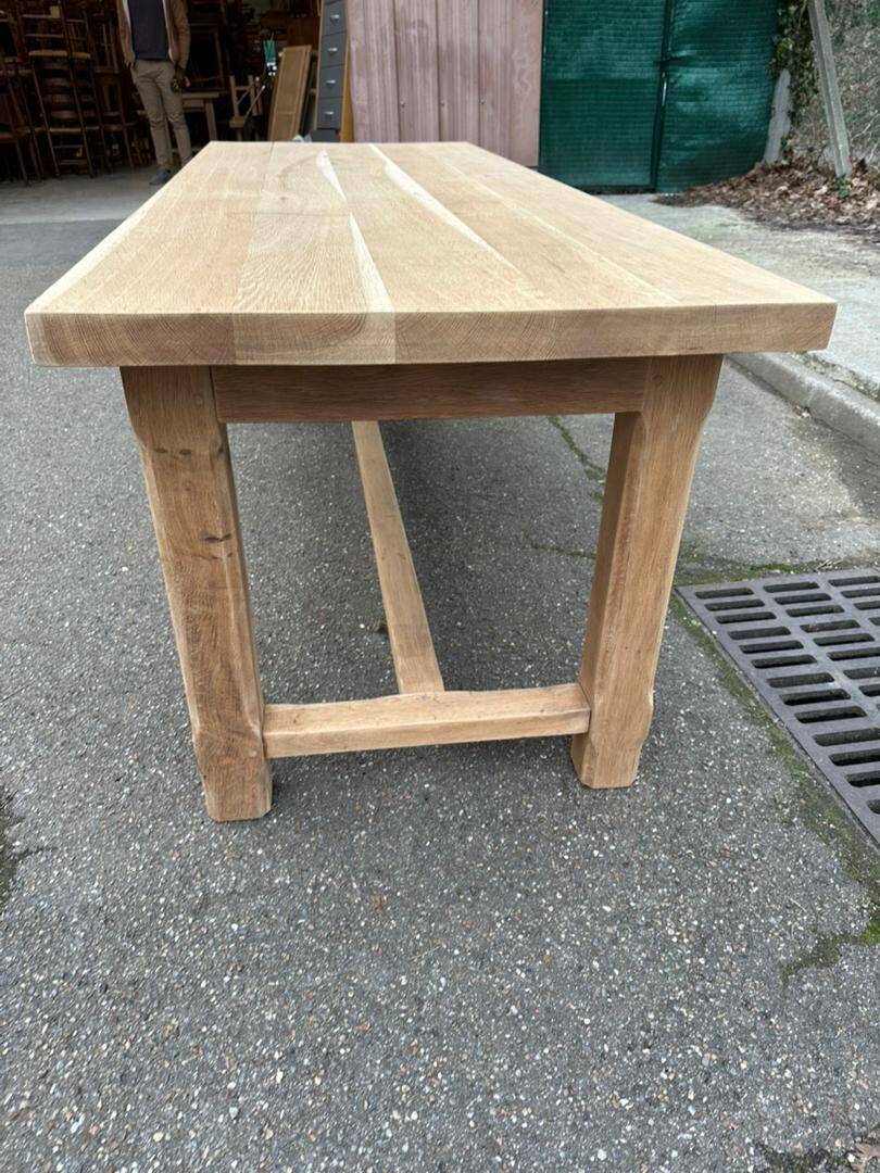 Renovated 19th-century solid oak extendable farmhouse dining table 200cm
