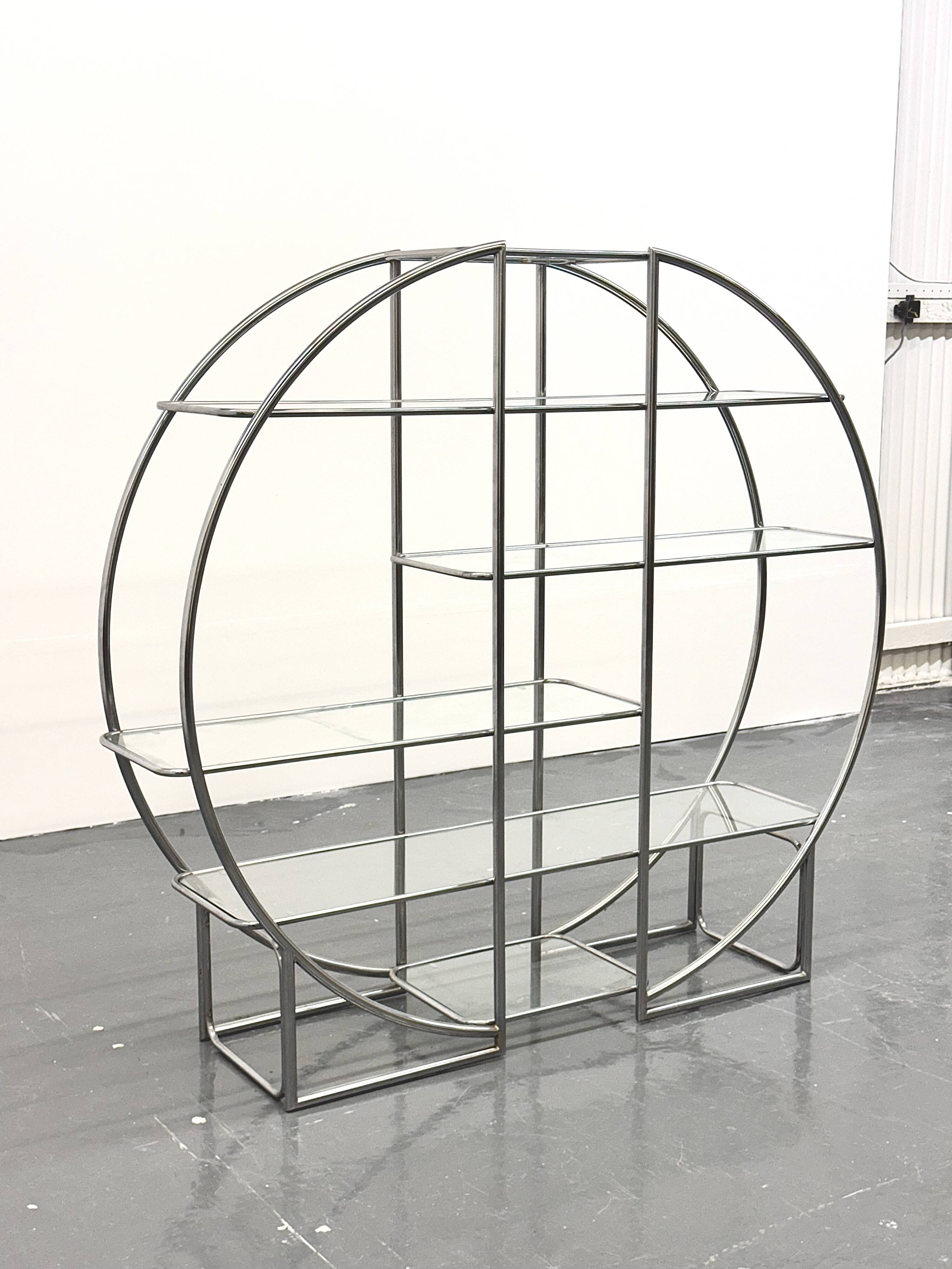 Bauhaus ronde en tubulaire chromé et verre