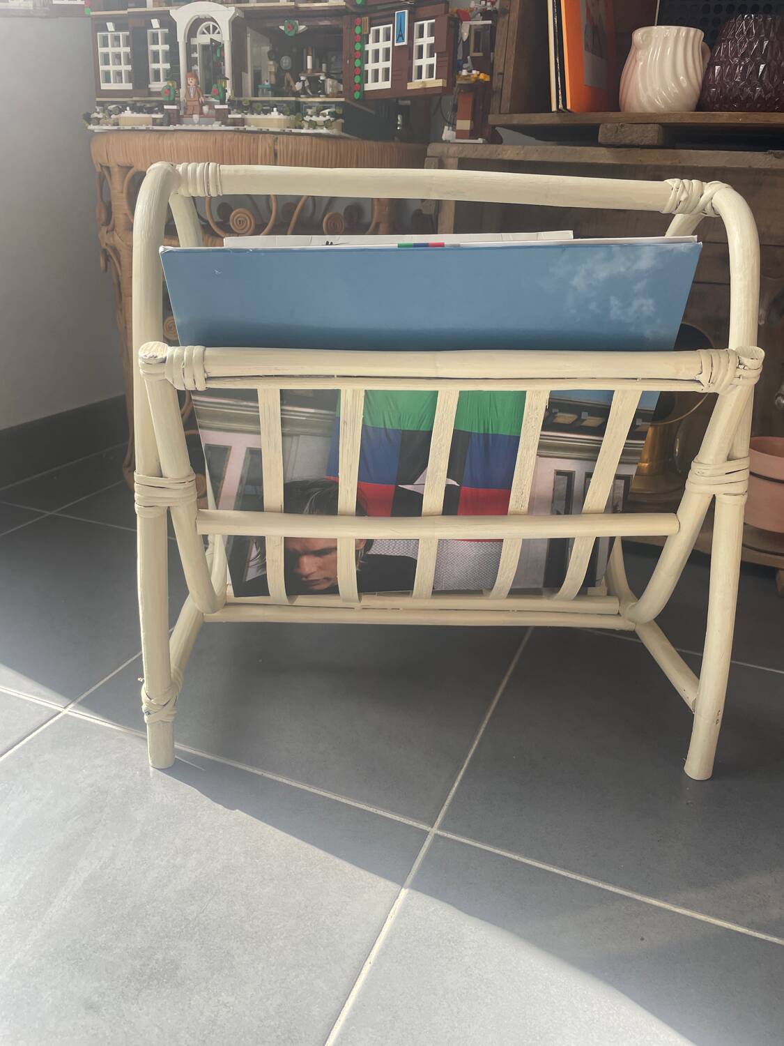 Rattan magazine rack