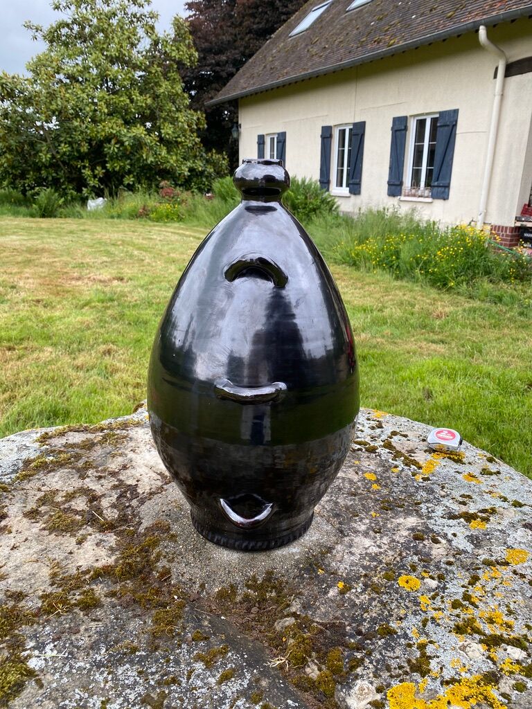 Jarre Potiche ceramic black metalic pottery 1950