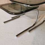 2 nesting tables in glass and chrome metal