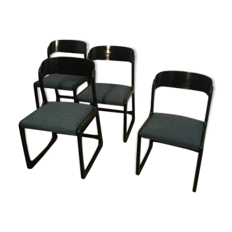 4 black Baumann sled chairs