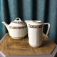 Duo teapot milk jug - floral headband and gilded edging KPM porcelain