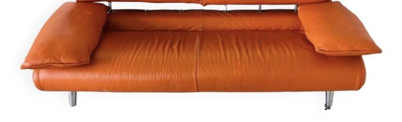 Canapé en cuir orange 2 places