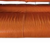 Orange leather 2 seater sofa